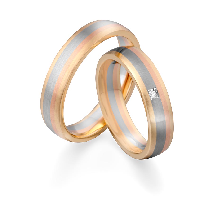 Trauringe Koblenz Eheringe  585 Gelbgold, Weißgold+Pd+Pd, Rotgold 514734-50