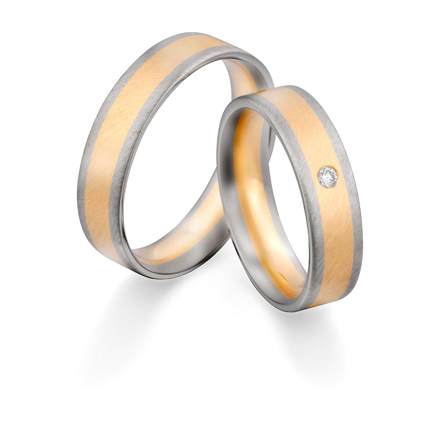 Trauringe Koblenz 375 Gelbgold, Weißgold+Pd 514738-55