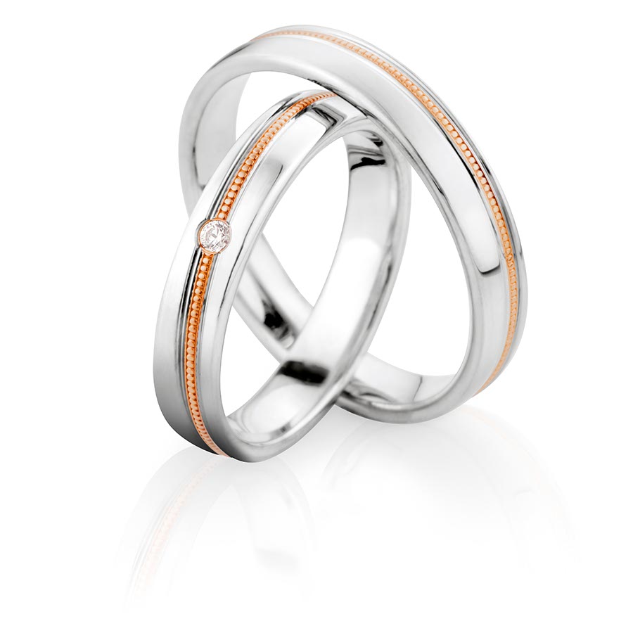 Trauringe Koblenz Eheringe 375 Rotgold, Weißgold+Pd 514772-40