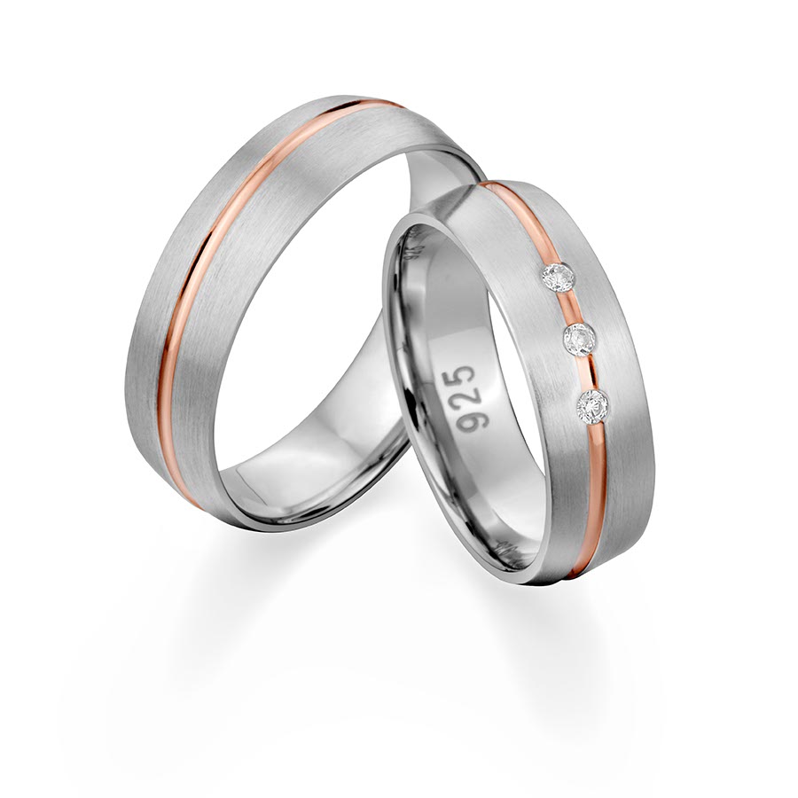 Freundschaftsringe Koblenz 925 Silber rhodiniert, rot vergoldet 526134-60