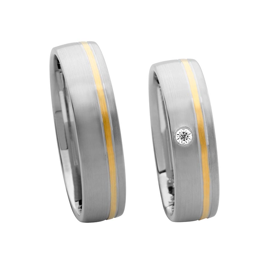 Trauringe Koblenz 585 Gelbgold, Weißgold+Pd 514630-55