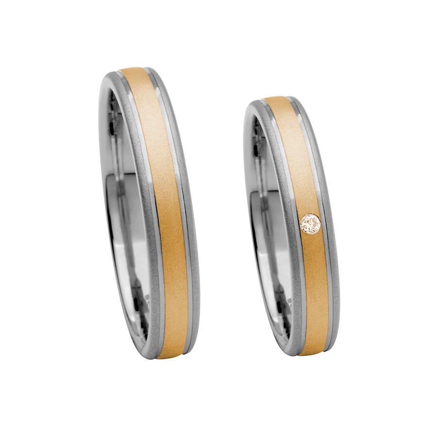 Trauringe Koblenz 585 Rotgold, Weißgold+Pd 517119-40