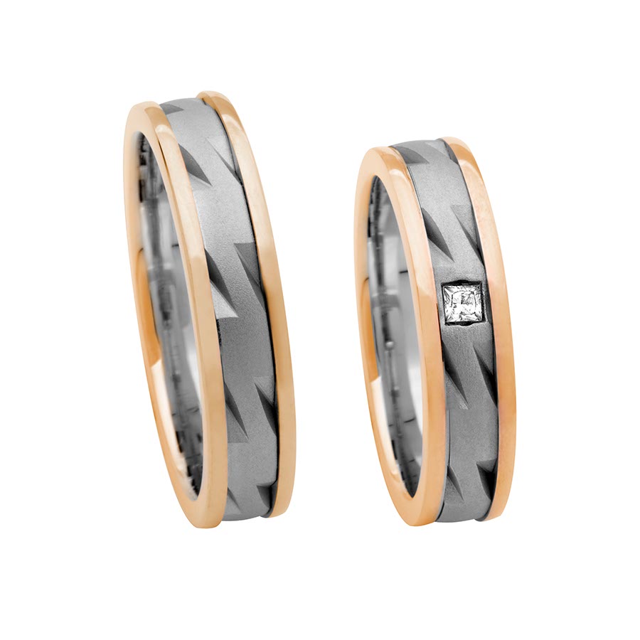 Trauringe Koblenz 585 Rotgold, Weißgold+Pd 518007-50